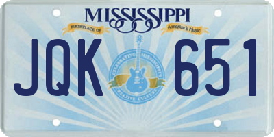 MS license plate JQK651