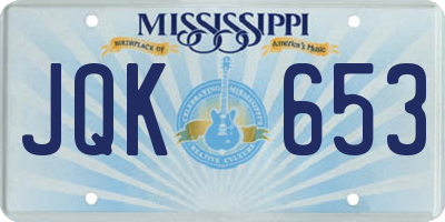 MS license plate JQK653