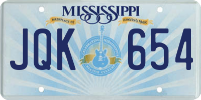 MS license plate JQK654