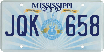 MS license plate JQK658