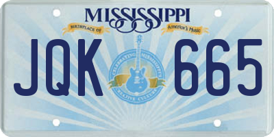 MS license plate JQK665