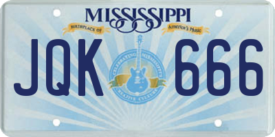 MS license plate JQK666