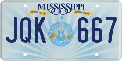 MS license plate JQK667