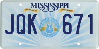 MS license plate JQK671