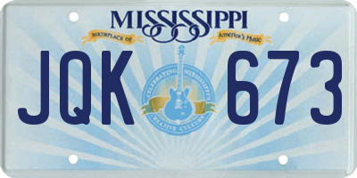 MS license plate JQK673