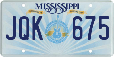 MS license plate JQK675