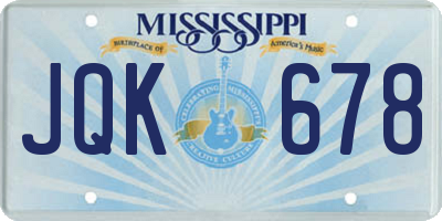 MS license plate JQK678