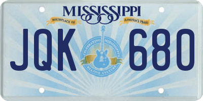 MS license plate JQK680