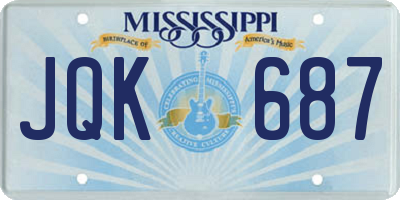 MS license plate JQK687