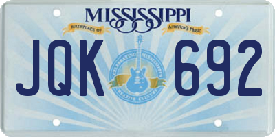 MS license plate JQK692