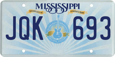 MS license plate JQK693