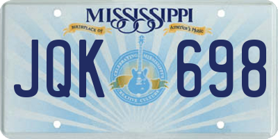 MS license plate JQK698