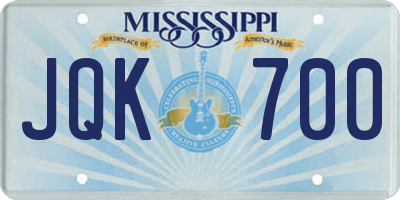 MS license plate JQK700