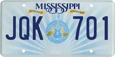 MS license plate JQK701