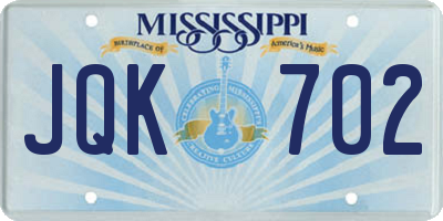MS license plate JQK702