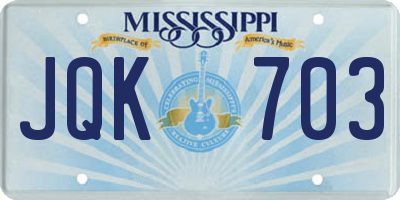 MS license plate JQK703