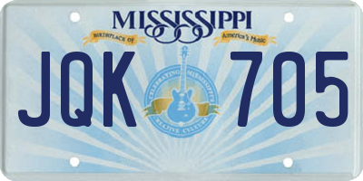 MS license plate JQK705