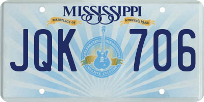 MS license plate JQK706