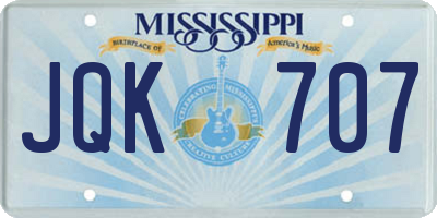 MS license plate JQK707