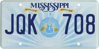 MS license plate JQK708