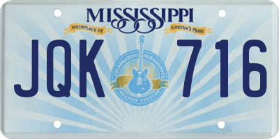 MS license plate JQK716
