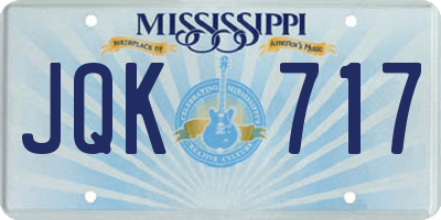 MS license plate JQK717