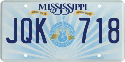 MS license plate JQK718