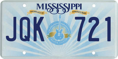 MS license plate JQK721