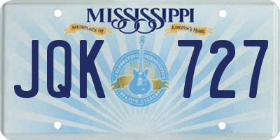 MS license plate JQK727