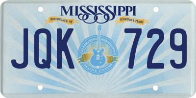 MS license plate JQK729