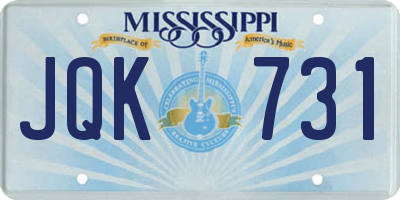 MS license plate JQK731