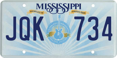 MS license plate JQK734