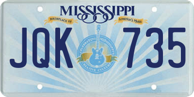 MS license plate JQK735