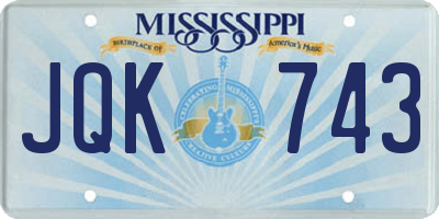 MS license plate JQK743