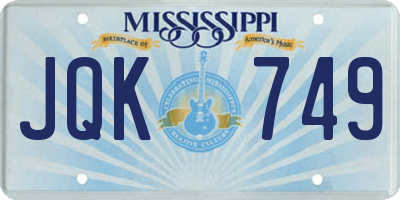 MS license plate JQK749