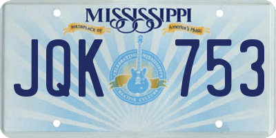 MS license plate JQK753