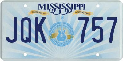 MS license plate JQK757