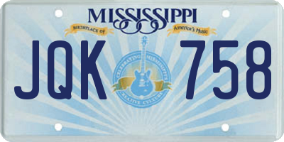 MS license plate JQK758
