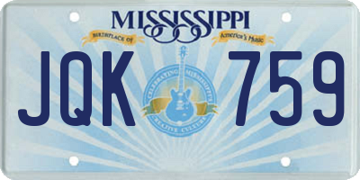 MS license plate JQK759