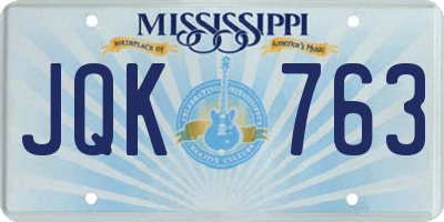 MS license plate JQK763