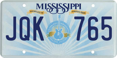 MS license plate JQK765