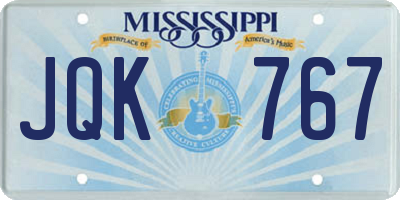 MS license plate JQK767
