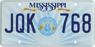 MS license plate JQK768