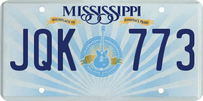 MS license plate JQK773