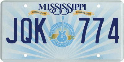 MS license plate JQK774