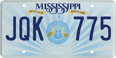 MS license plate JQK775