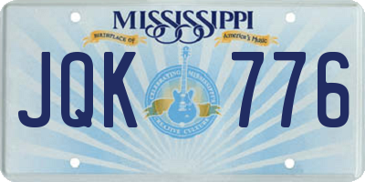 MS license plate JQK776