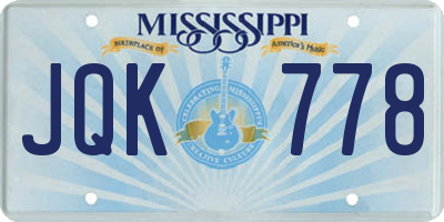 MS license plate JQK778