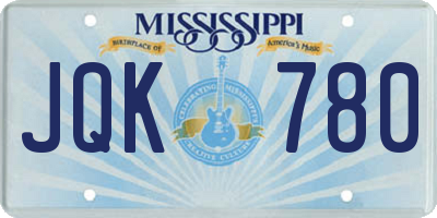 MS license plate JQK780