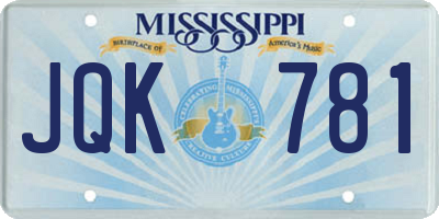 MS license plate JQK781